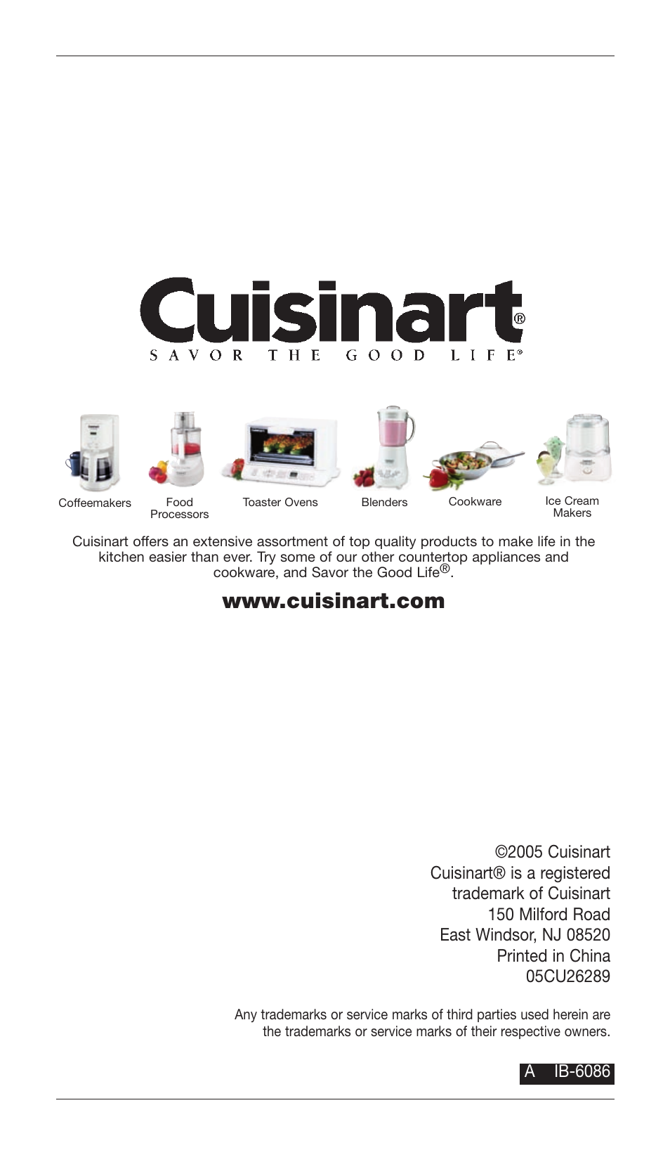 A ib-6086 | Cuisinart CSB-76 SERIES User Manual | Page 24 / 25
