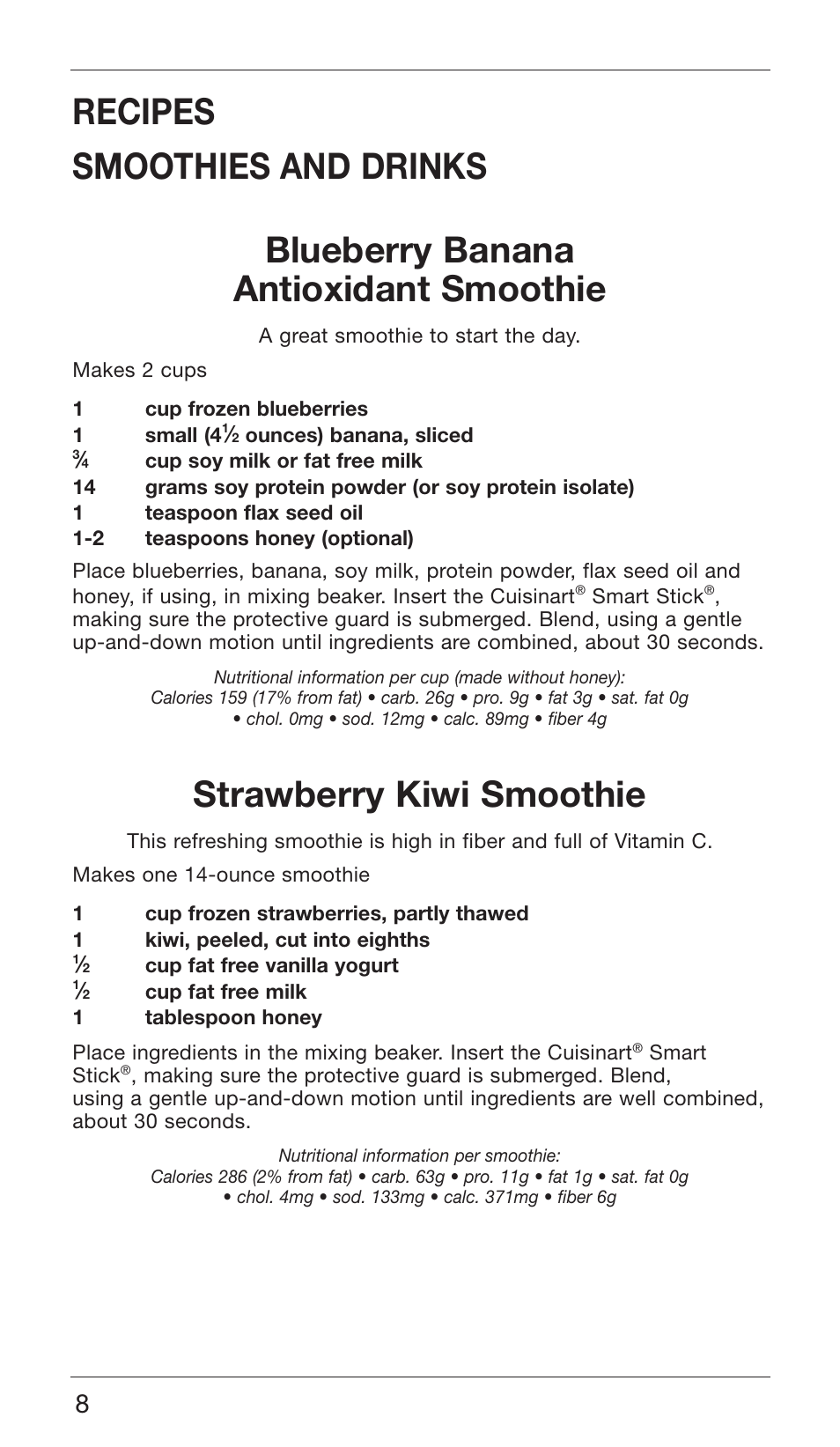 Strawberry kiwi smoothie | Cuisinart CSB-76 SERIES User Manual | Page 8 / 25