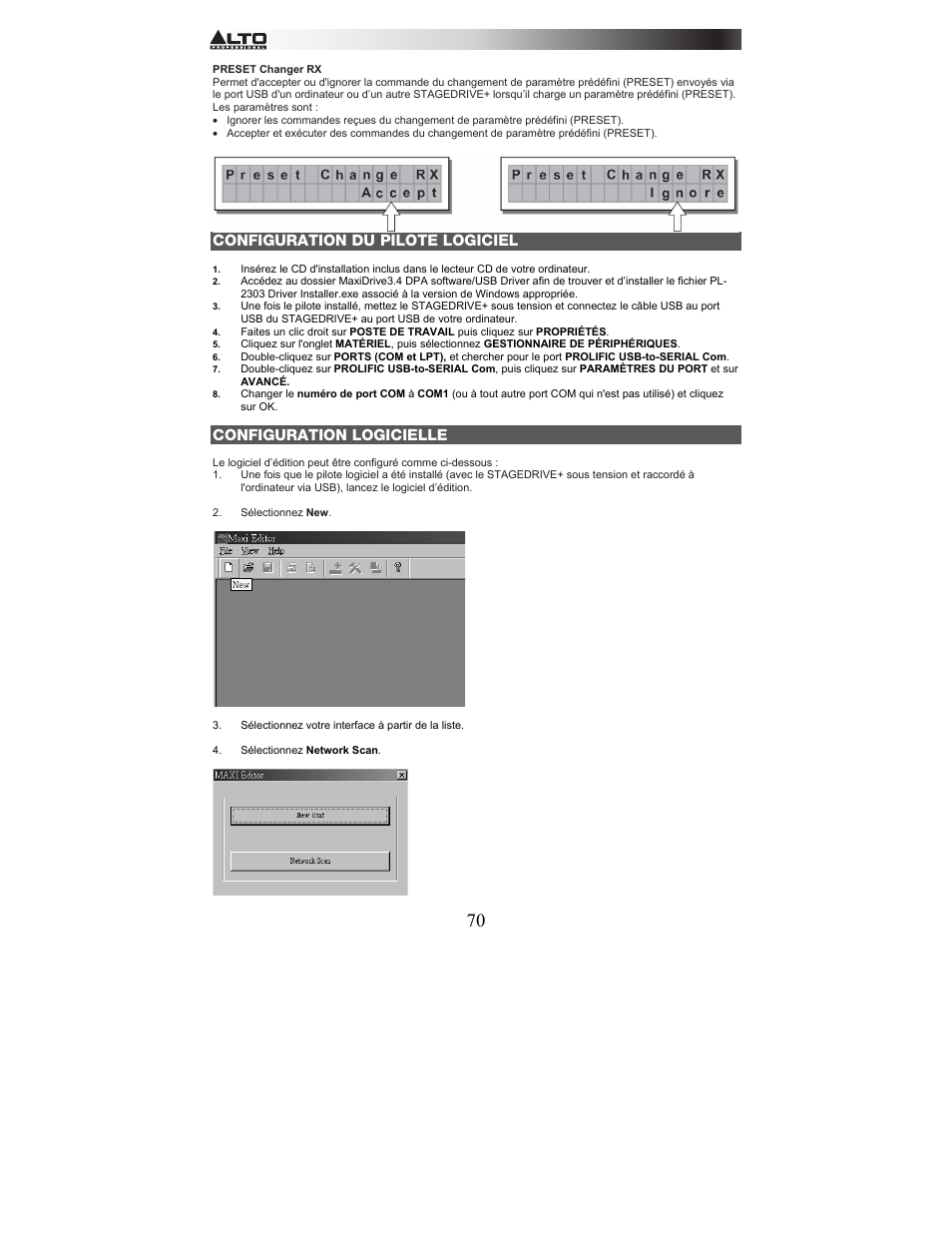 Configuration du pilote logiciel, Configuration logicielle | Alto Professional STAGEDRIVE+ User Manual | Page 71 / 156