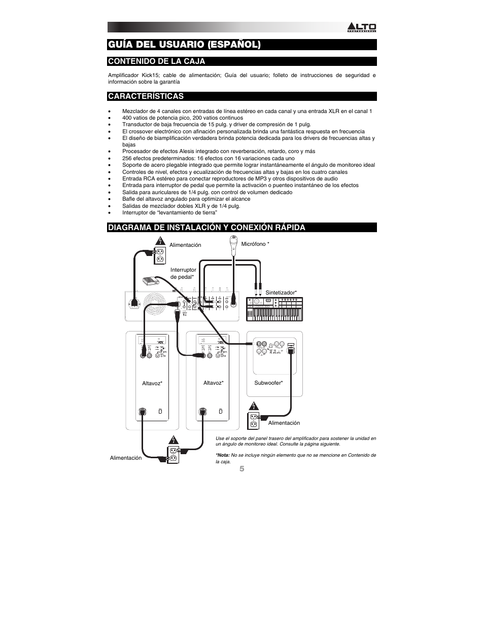 Alto Professional KICK15 User Manual | Page 5 / 20