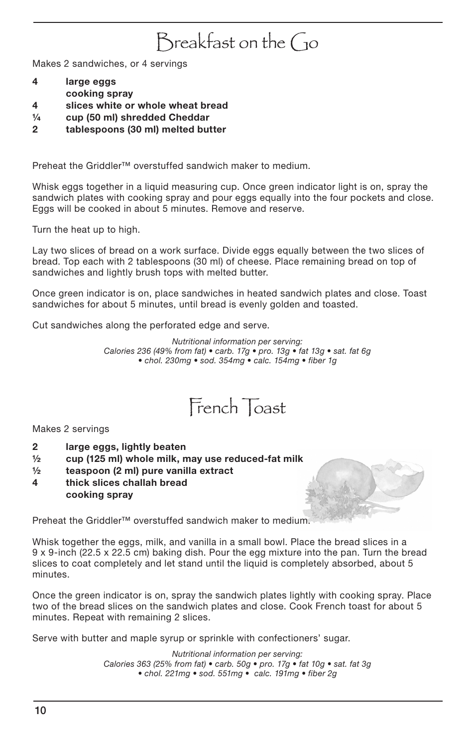 Breakfast on the go, French toast | Cuisinart GRIDDLER CGR-SMC User Manual | Page 10 / 20