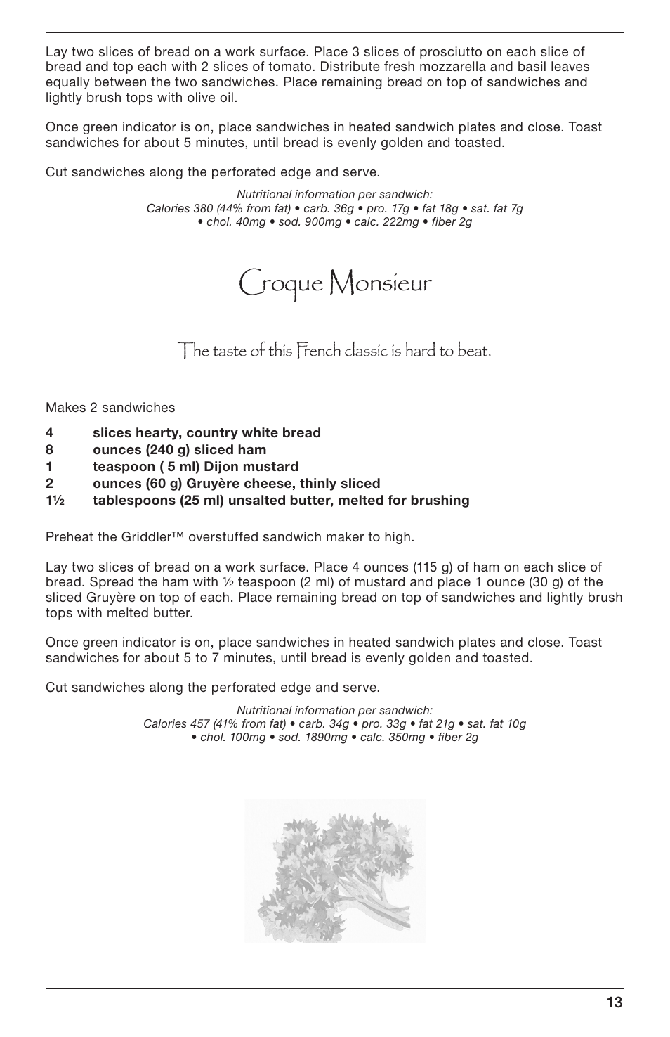 Croque monsieur | Cuisinart GRIDDLER CGR-SMC User Manual | Page 13 / 20