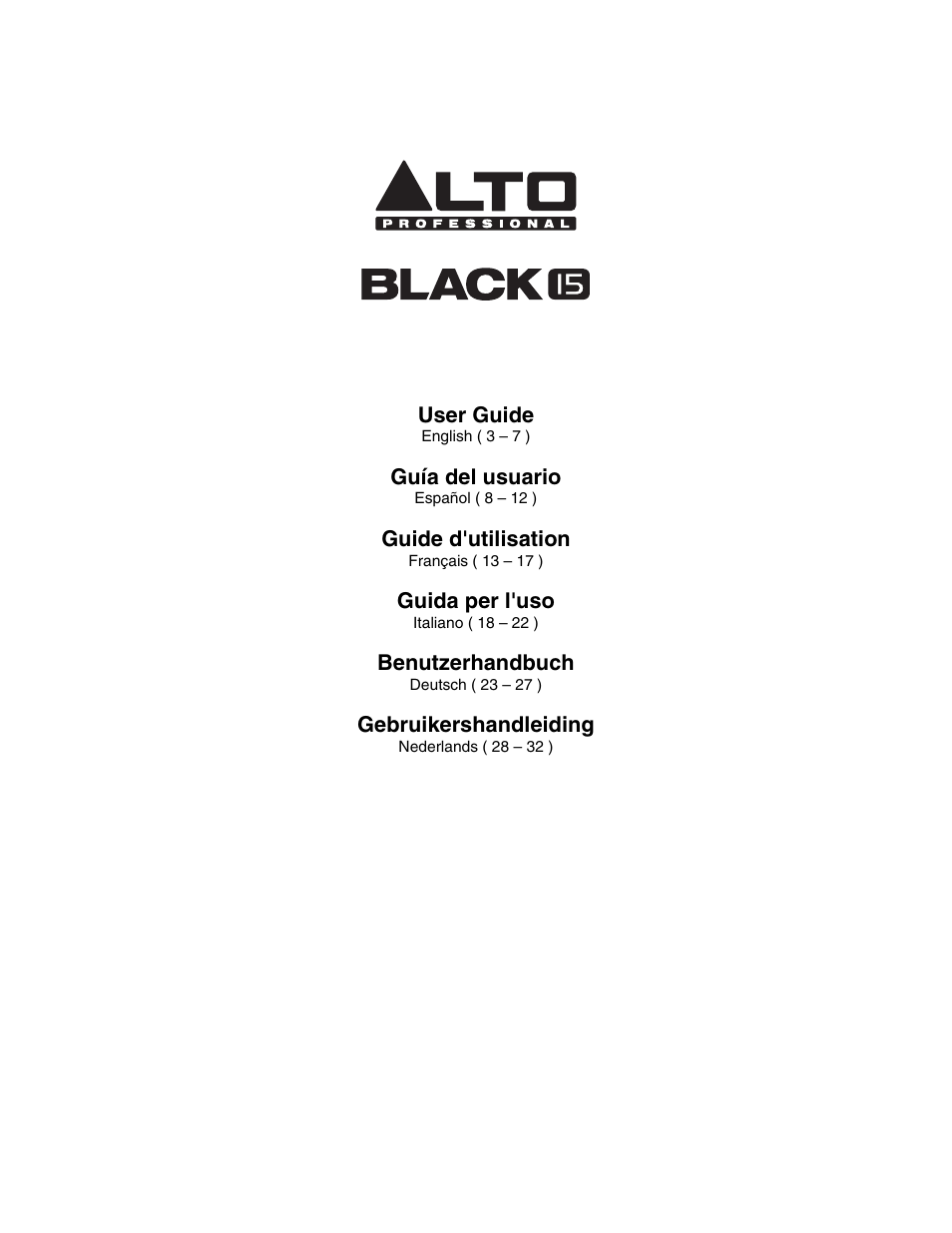 Alto Professional Black15 User Manual | 36 pages