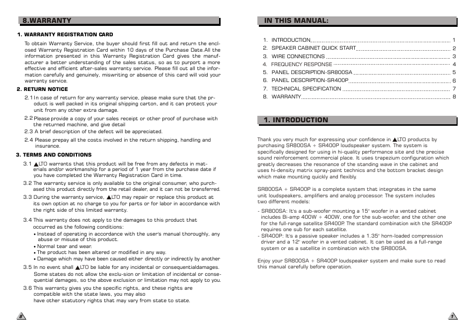 Alto Professional SR400P User Manual | Page 4 / 7