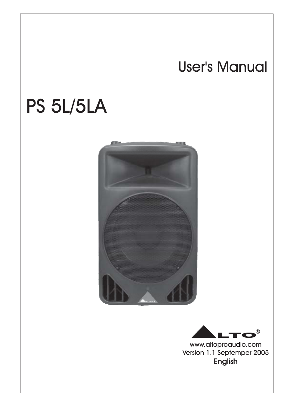 Alto Professional PS 5L User Manual | 6 pages