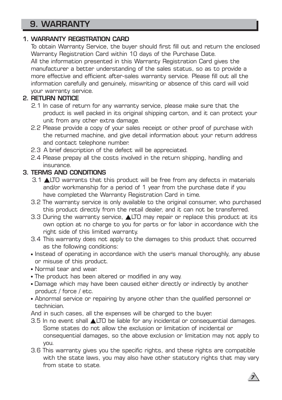 Warranty | Alto Professional PS 5 LITEPACK EVO User Manual | Page 9 / 10