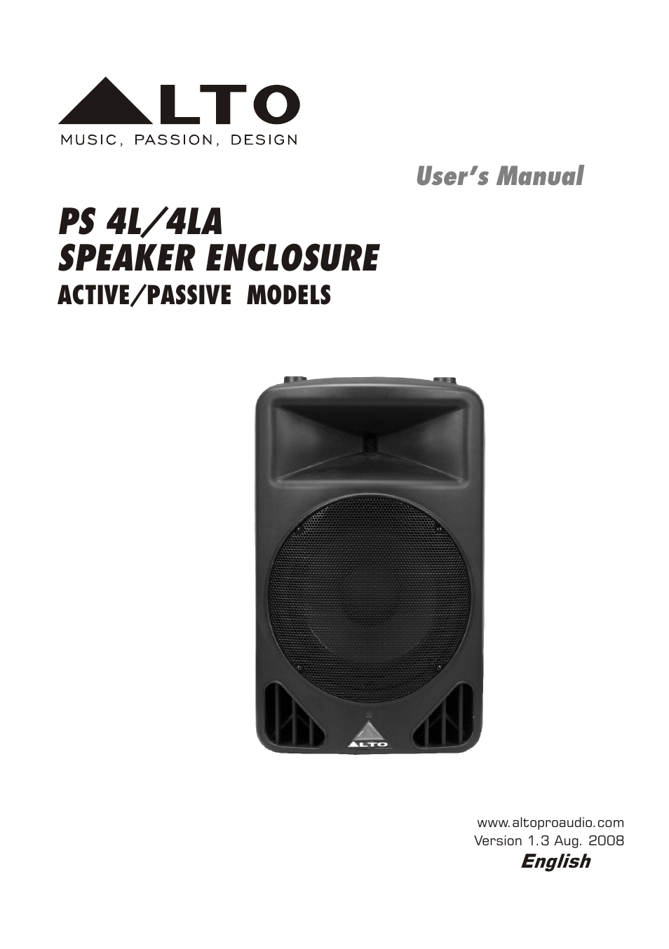 Alto Professional PS 4L User Manual | 12 pages
