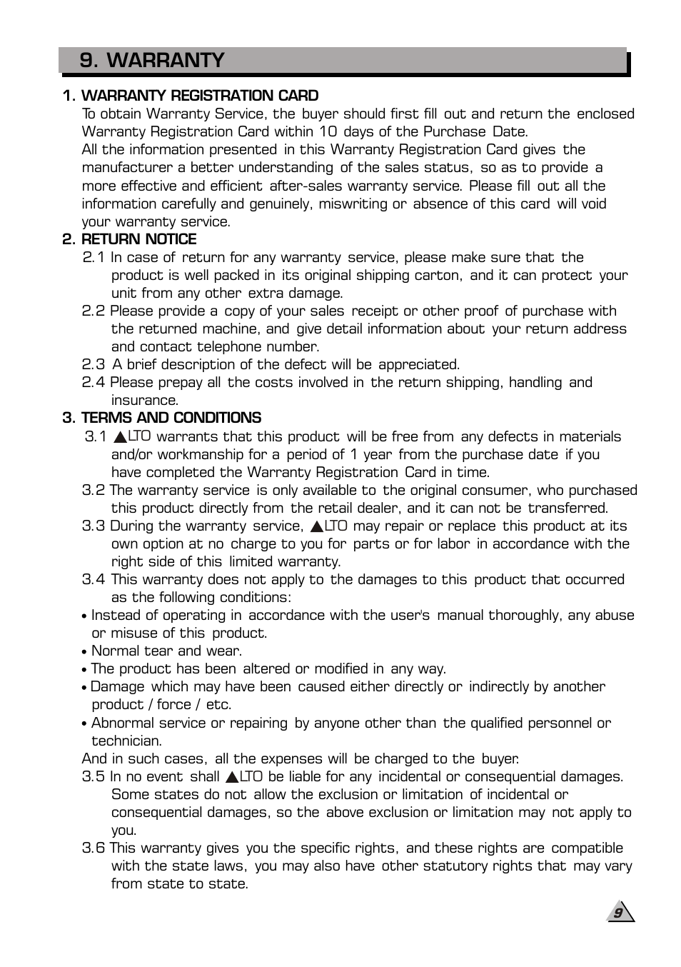 Warranty | Alto Professional PS 4L User Manual | Page 11 / 12
