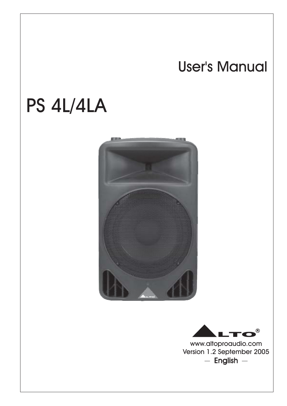 Alto Professional PS 4HA User Manual | 6 pages