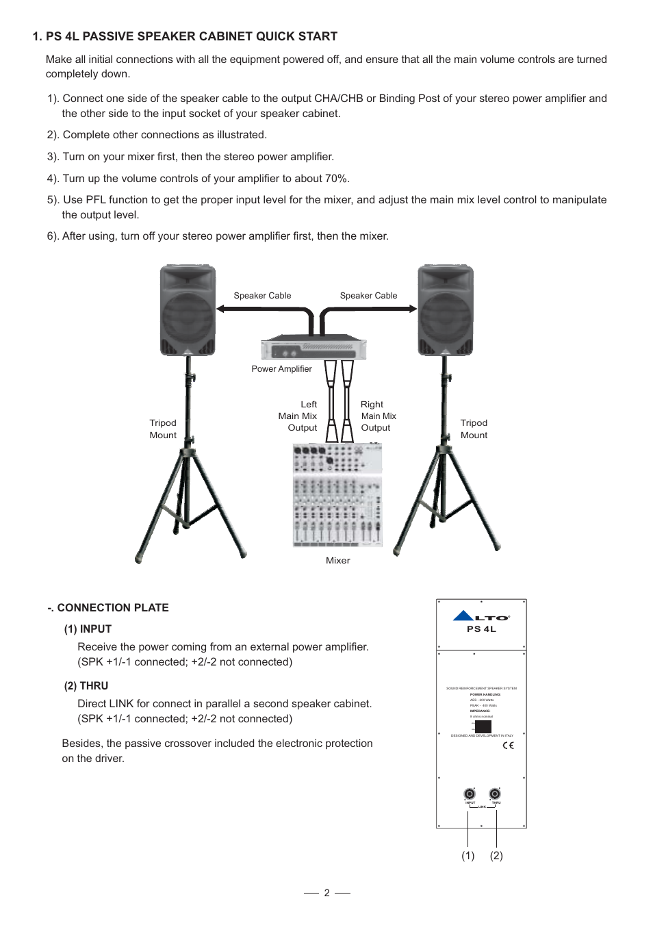 Ps 4l passive speaker cabinet quick start | Alto Professional PS 4HA User Manual | Page 3 / 6