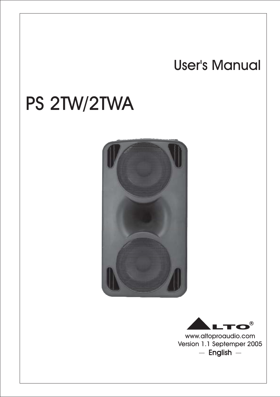 Alto Professional PS 2TWA User Manual | 6 pages