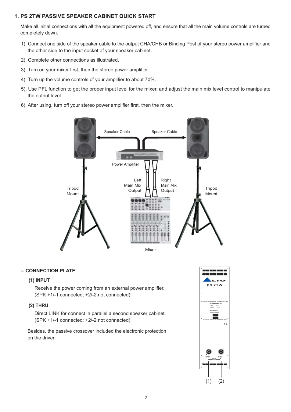 Ps 2tw passive speaker cabinet quick start | Alto Professional PS 2TWA User Manual | Page 3 / 6