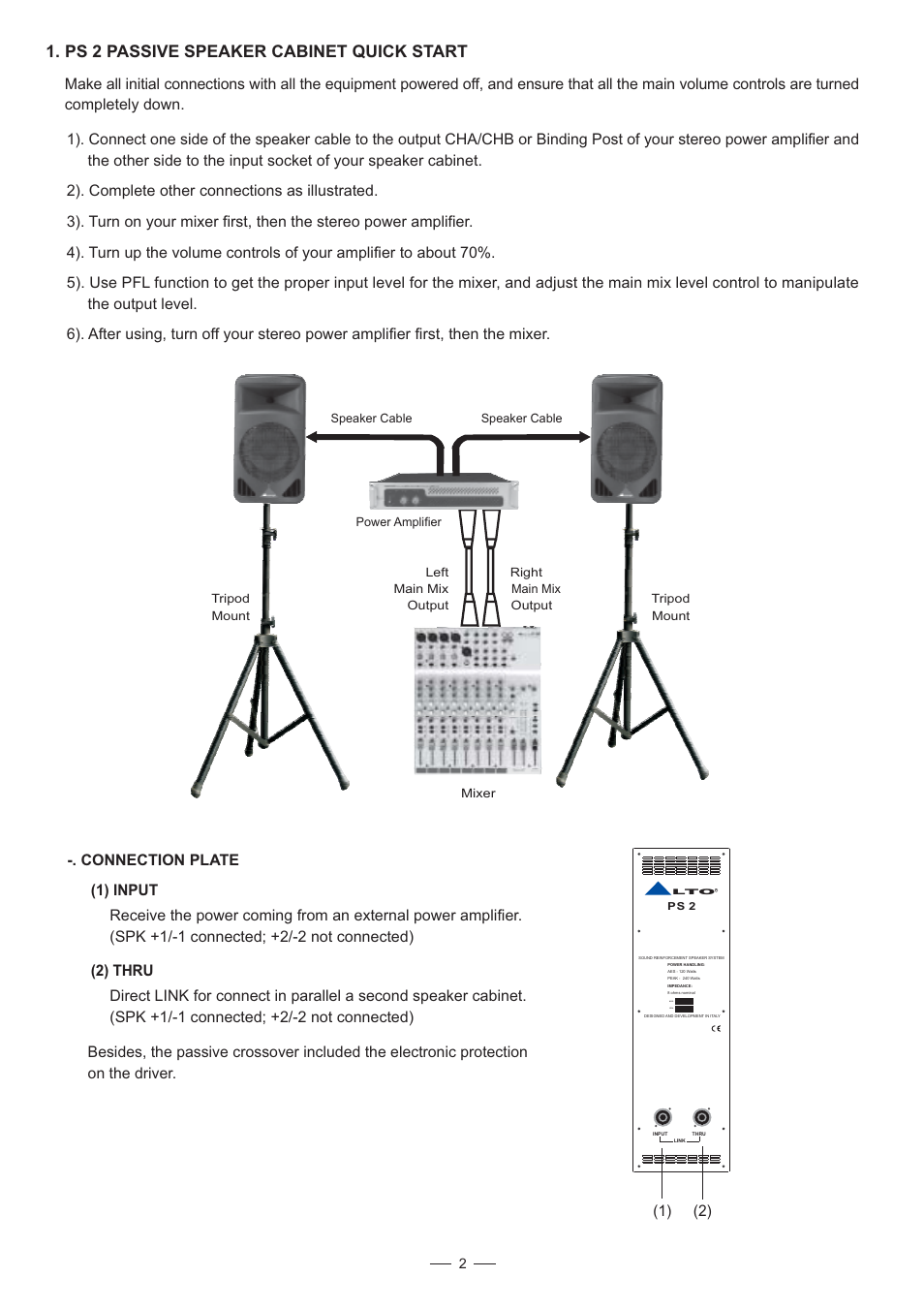 Ps 2 passive speaker cabinet quick start | Alto Professional PS 2A User Manual | Page 3 / 6