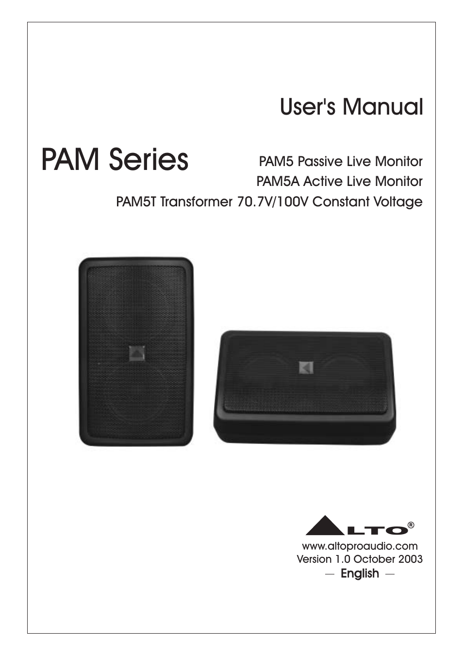 Alto Professional PAM5A User Manual | 10 pages