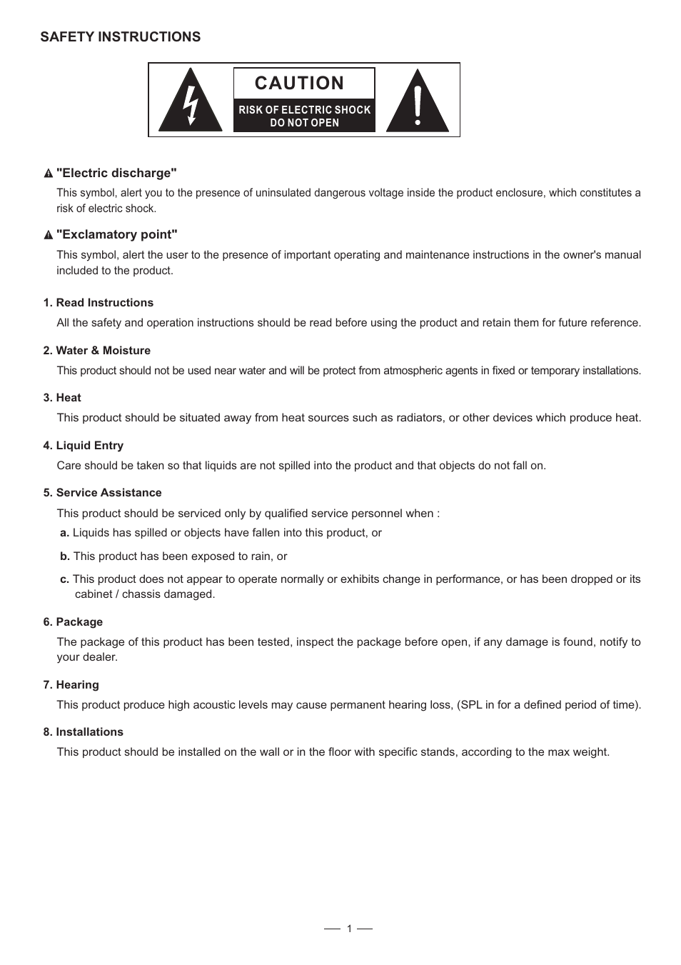 Caution | Alto Professional PAM5A User Manual | Page 2 / 10