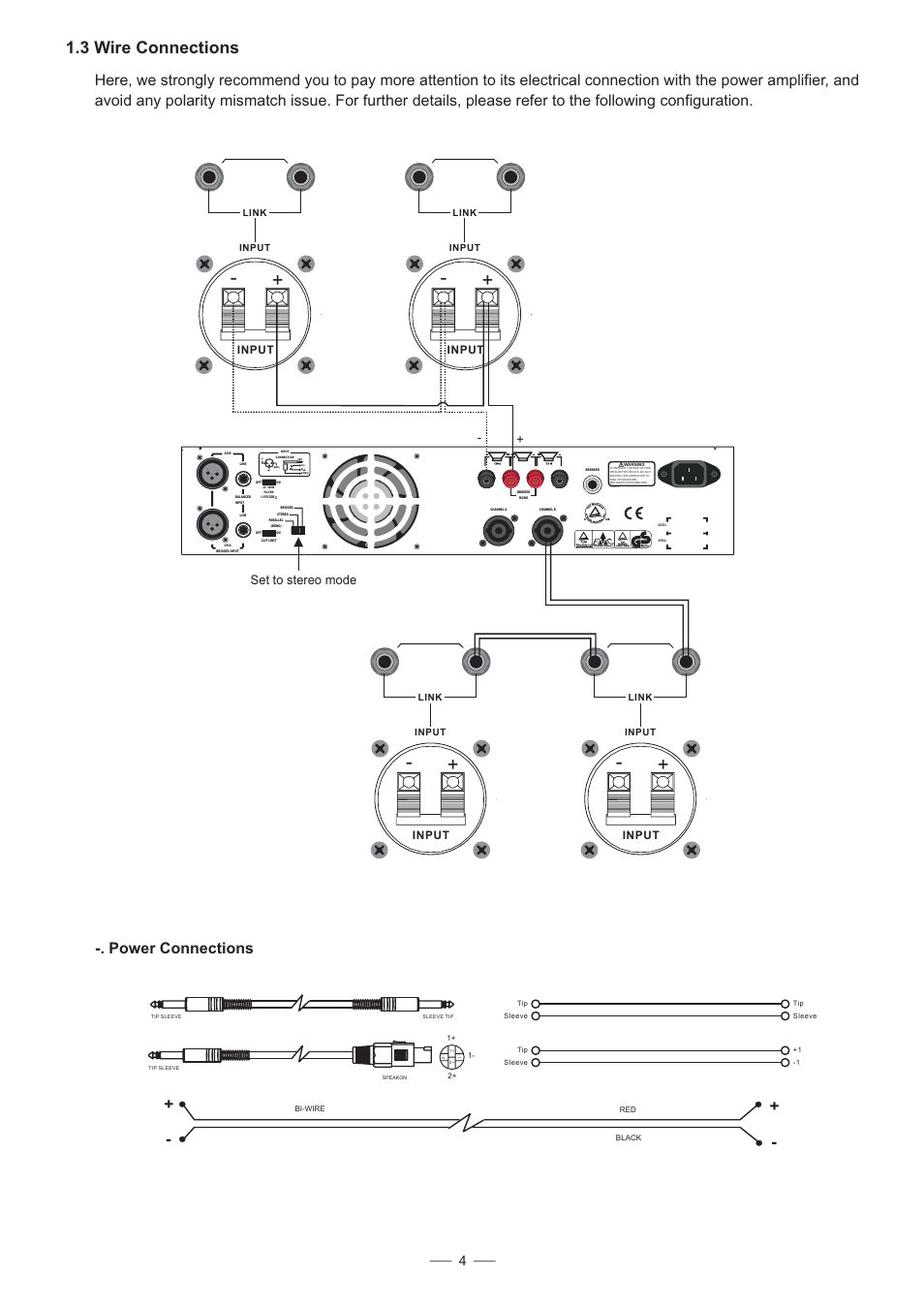 3 wire connections, Set to stereo mode | Alto Professional PAM5A User Manual | Page 5 / 10