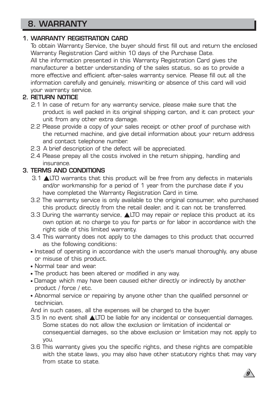 Warranty | Alto Professional MS8MA User Manual | Page 11 / 12