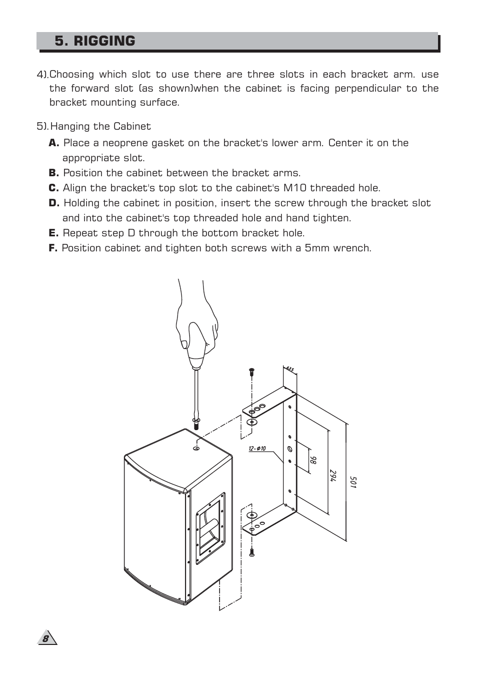 Rigging | Alto Professional MS8 User Manual | Page 10 / 19