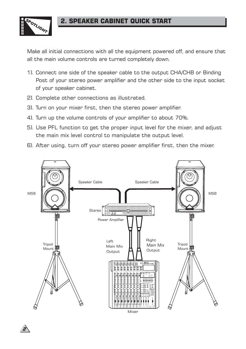 Speaker cabinet quick start | Alto Professional MS8 User Manual | Page 4 / 19