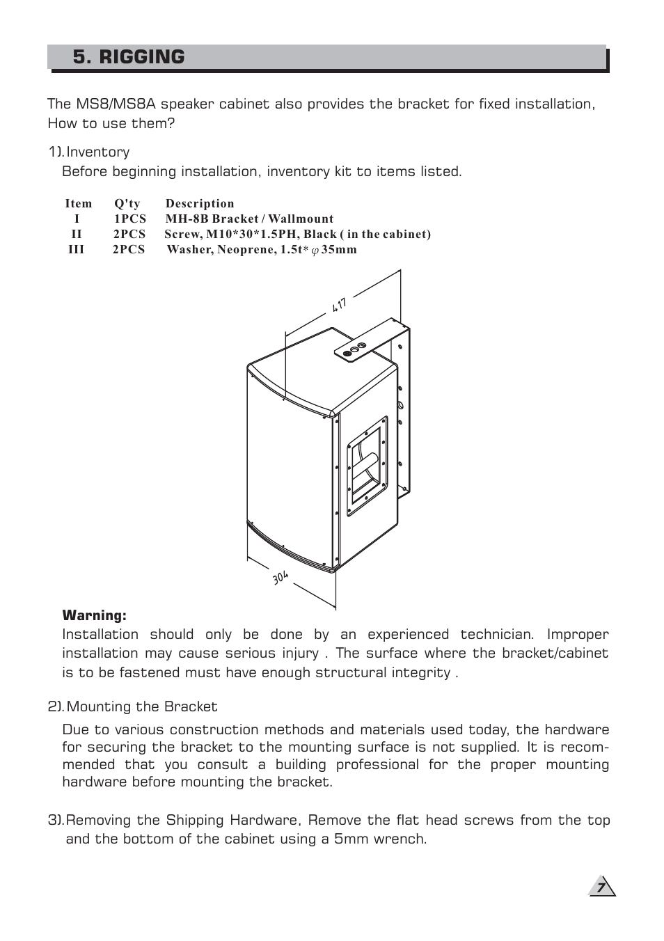 Rigging | Alto Professional MS8 User Manual | Page 9 / 19