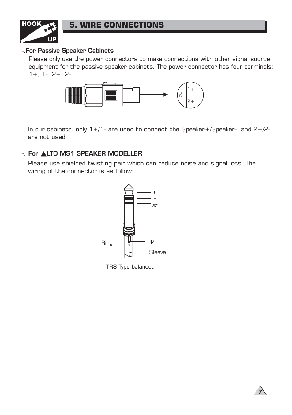 Wire connections | Alto Professional MS18S User Manual | Page 9 / 14