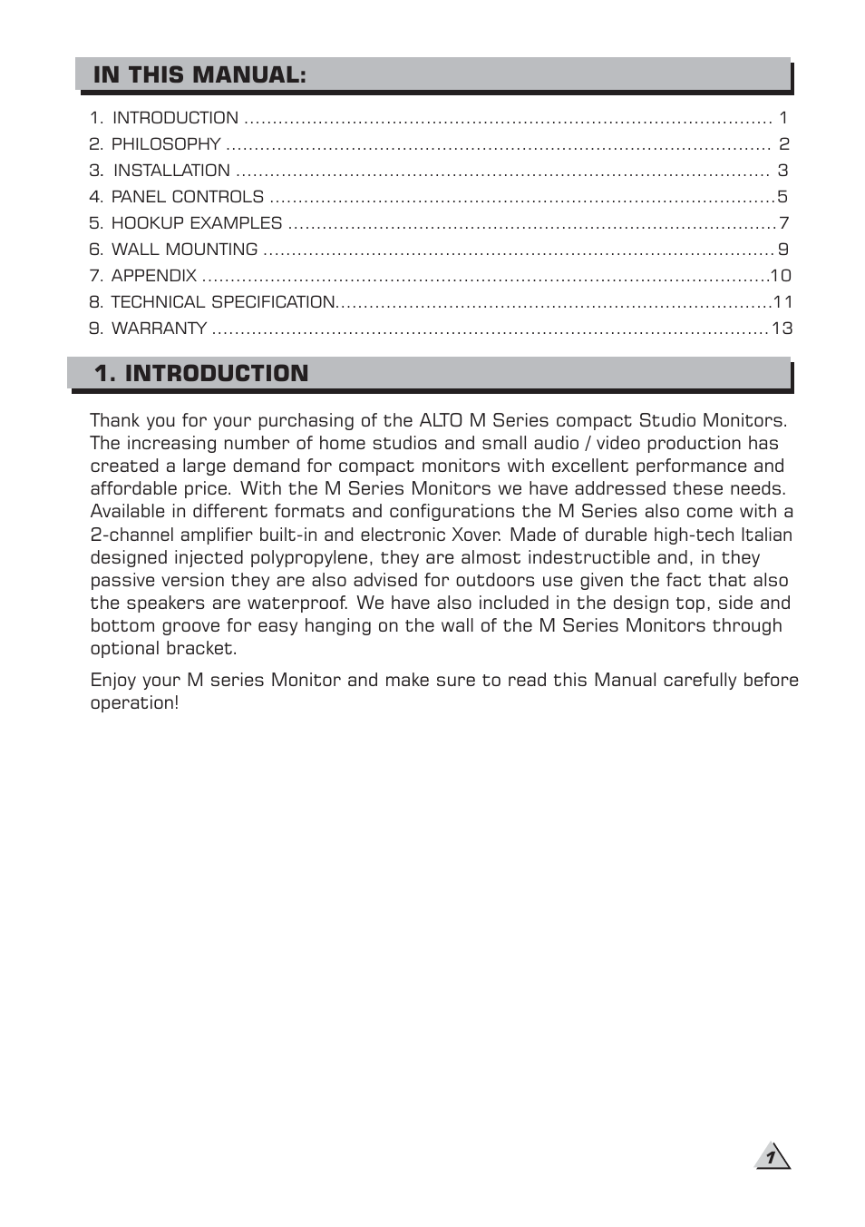 Introduction | Alto Professional M5A User Manual | Page 3 / 16