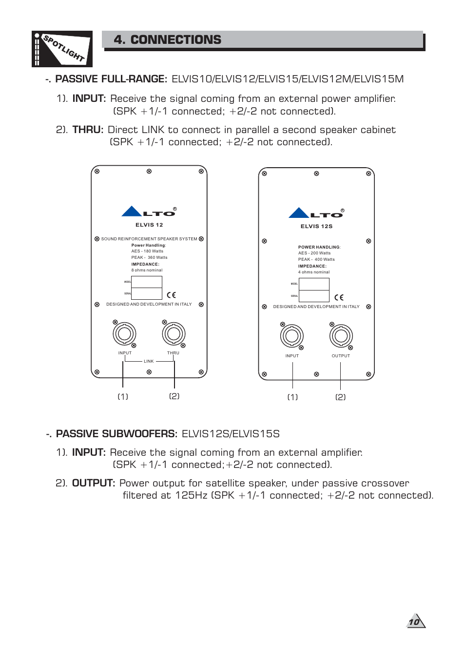 Connections | Alto Professional ELVIS 15SA MKII User Manual | Page 12 / 23