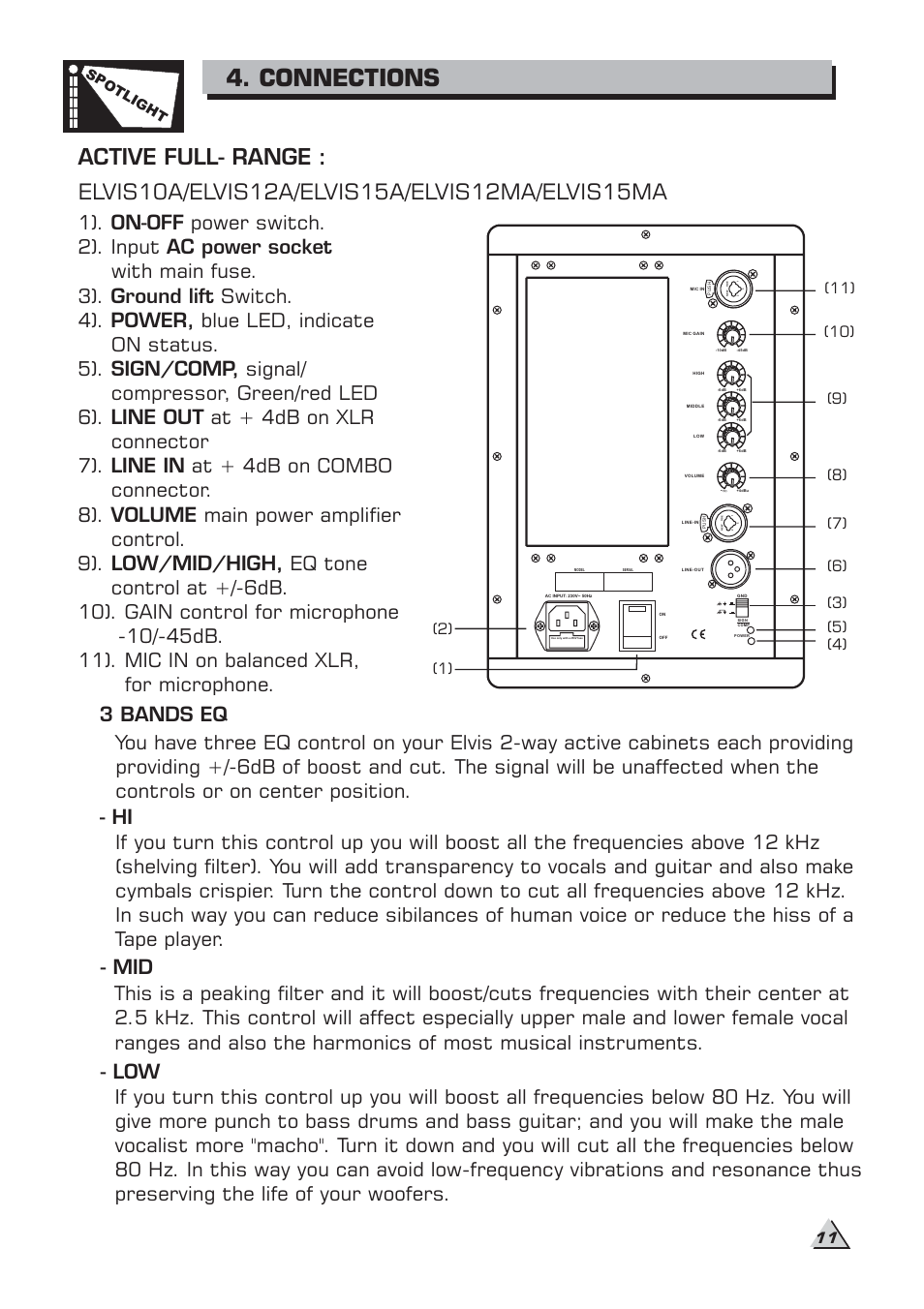 Connections | Alto Professional ELVIS 15SA MKII User Manual | Page 13 / 23