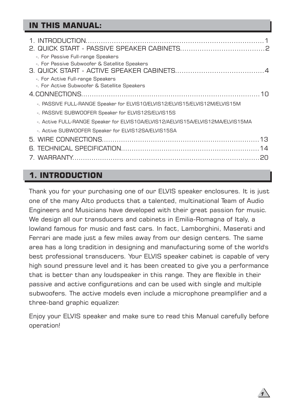 Introduction | Alto Professional ELVIS 15SA MKII User Manual | Page 3 / 23