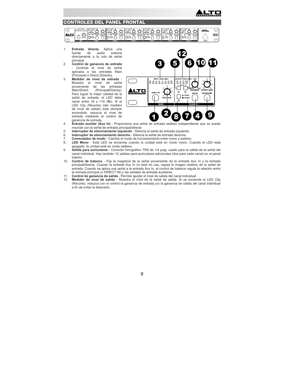 Alto Professional HPA6 User Manual | Page 9 / 40