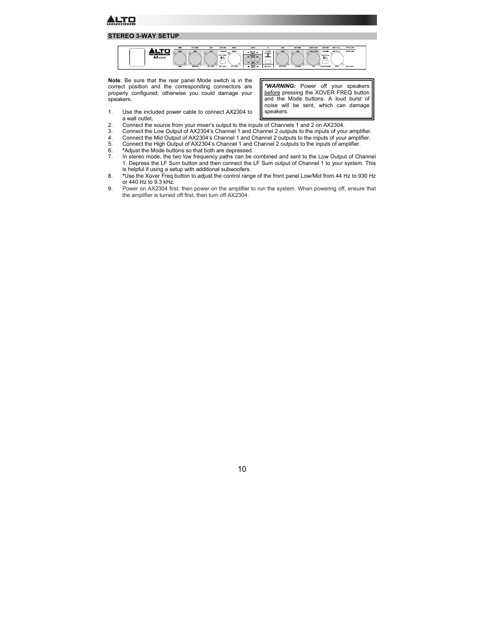 Alto Professional AX2304 User Manual | Page 10 / 64