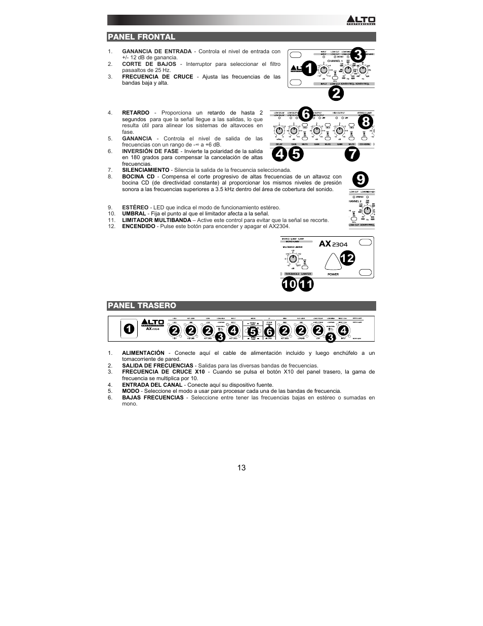 Alto Professional AX2304 User Manual | Page 13 / 64