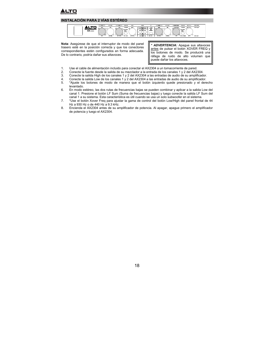 Alto Professional AX2304 User Manual | Page 18 / 64