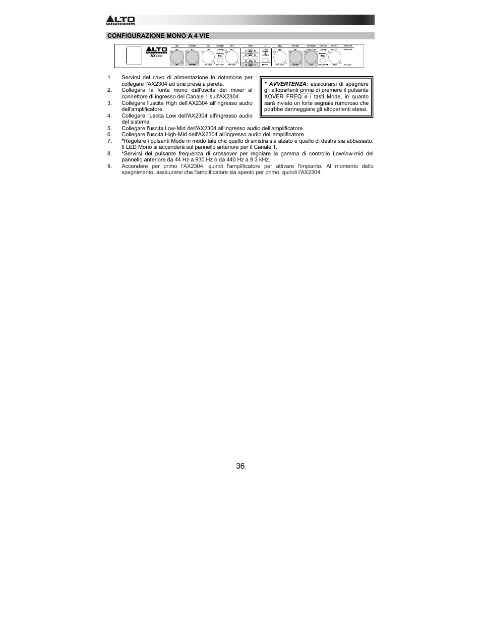 Alto Professional AX2304 User Manual | Page 36 / 64