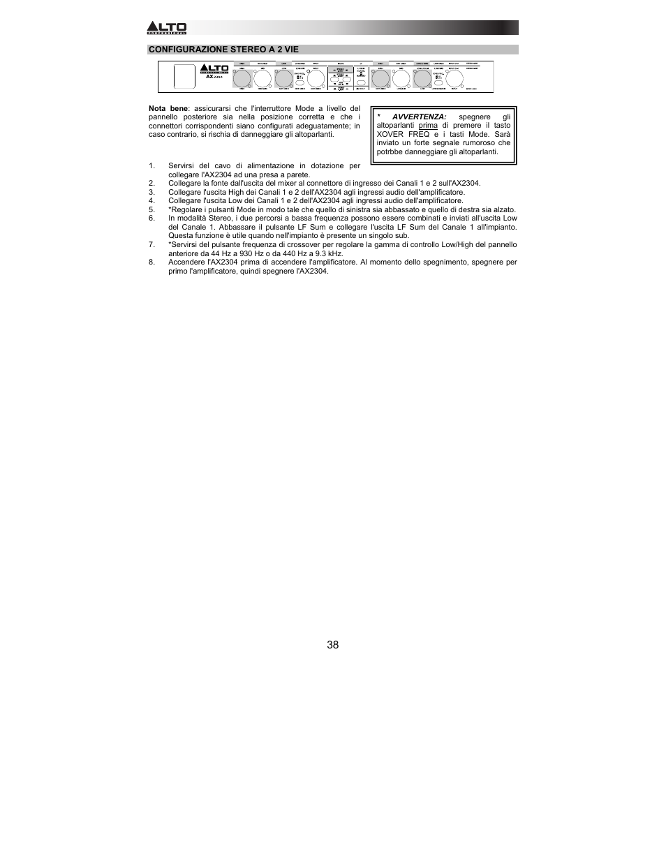 Alto Professional AX2304 User Manual | Page 38 / 64
