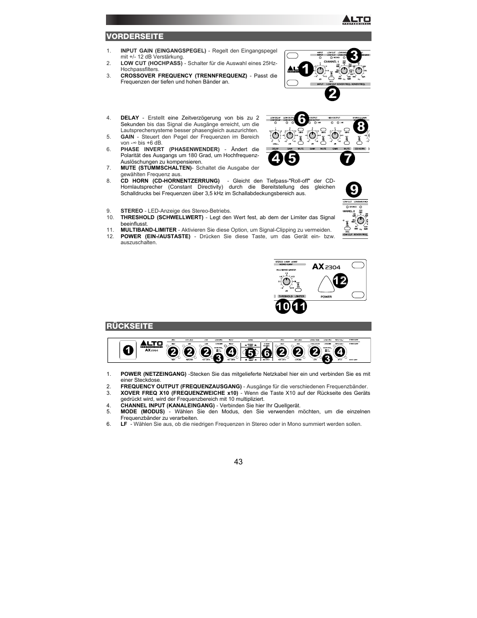 Alto Professional AX2304 User Manual | Page 43 / 64