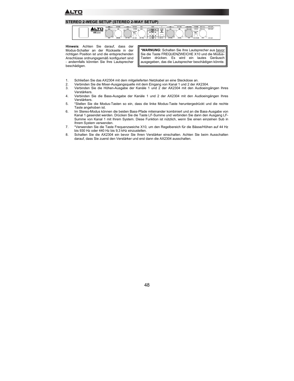 Alto Professional AX2304 User Manual | Page 48 / 64