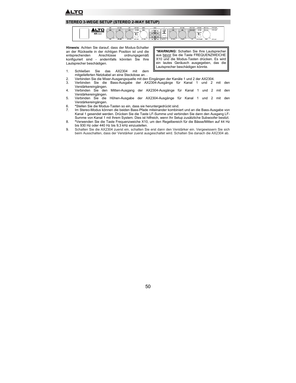 Alto Professional AX2304 User Manual | Page 50 / 64