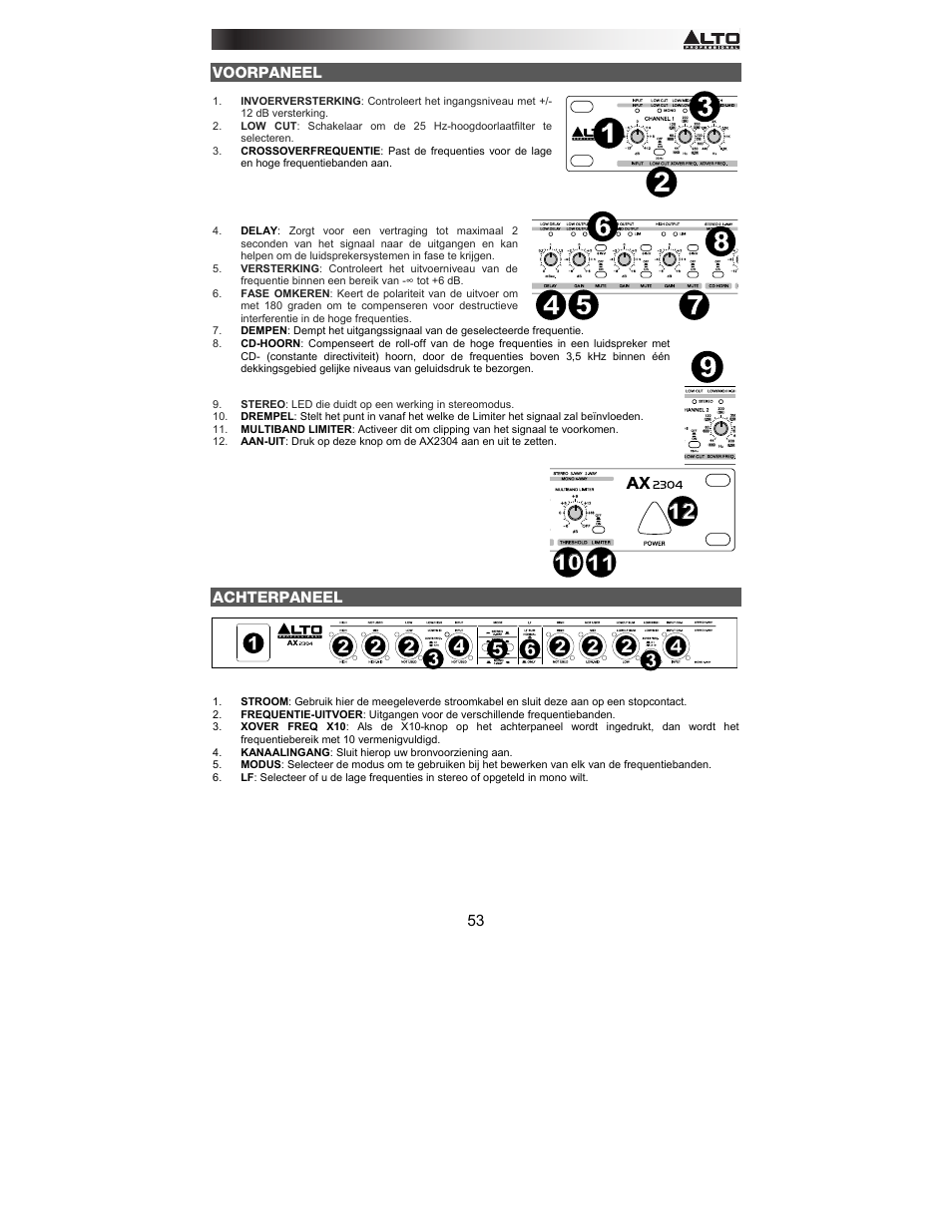 Alto Professional AX2304 User Manual | Page 53 / 64