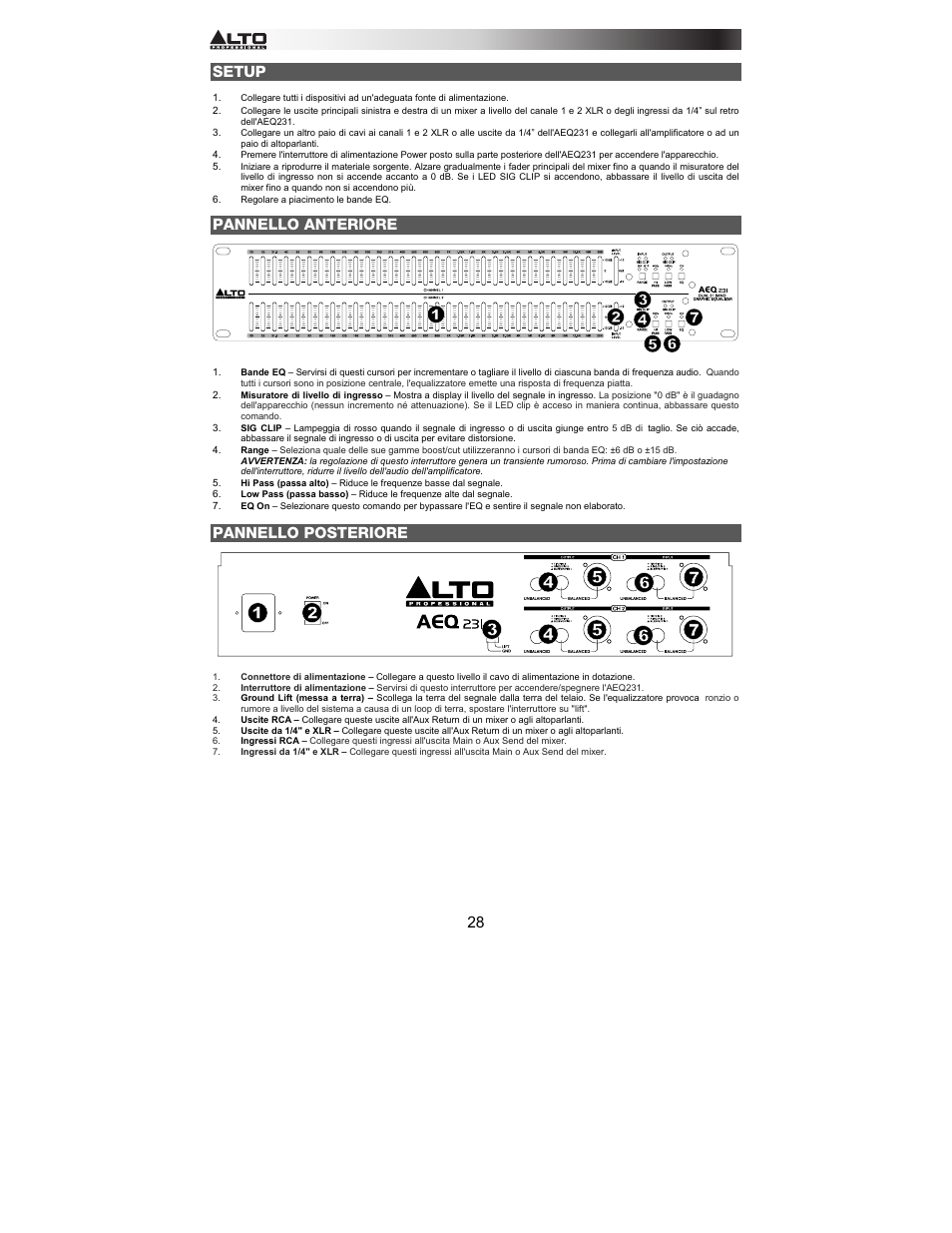Alto Professional AEQ231 User Manual | Page 28 / 52