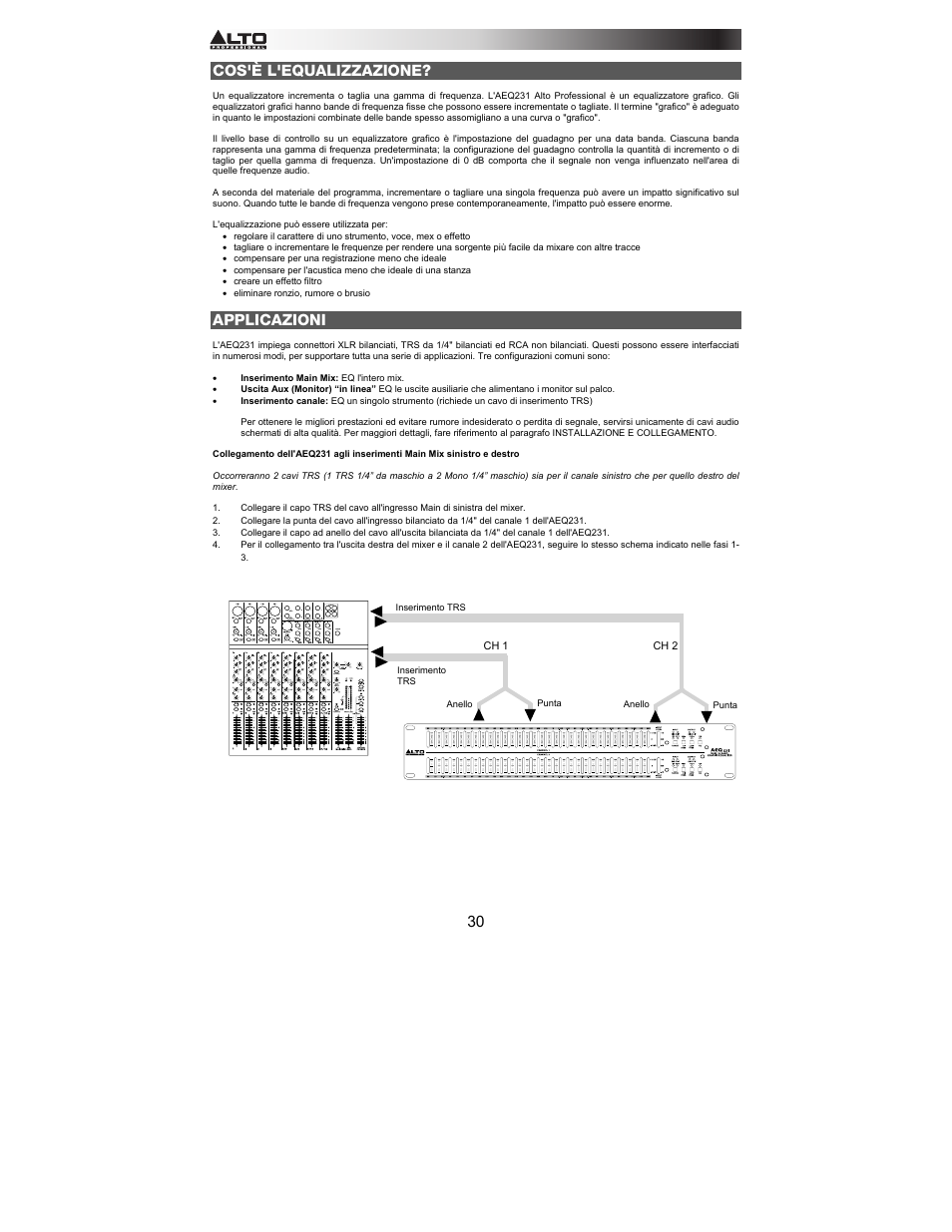 Cos'è l'equalizzazione, Applicazioni | Alto Professional AEQ231 User Manual | Page 30 / 52