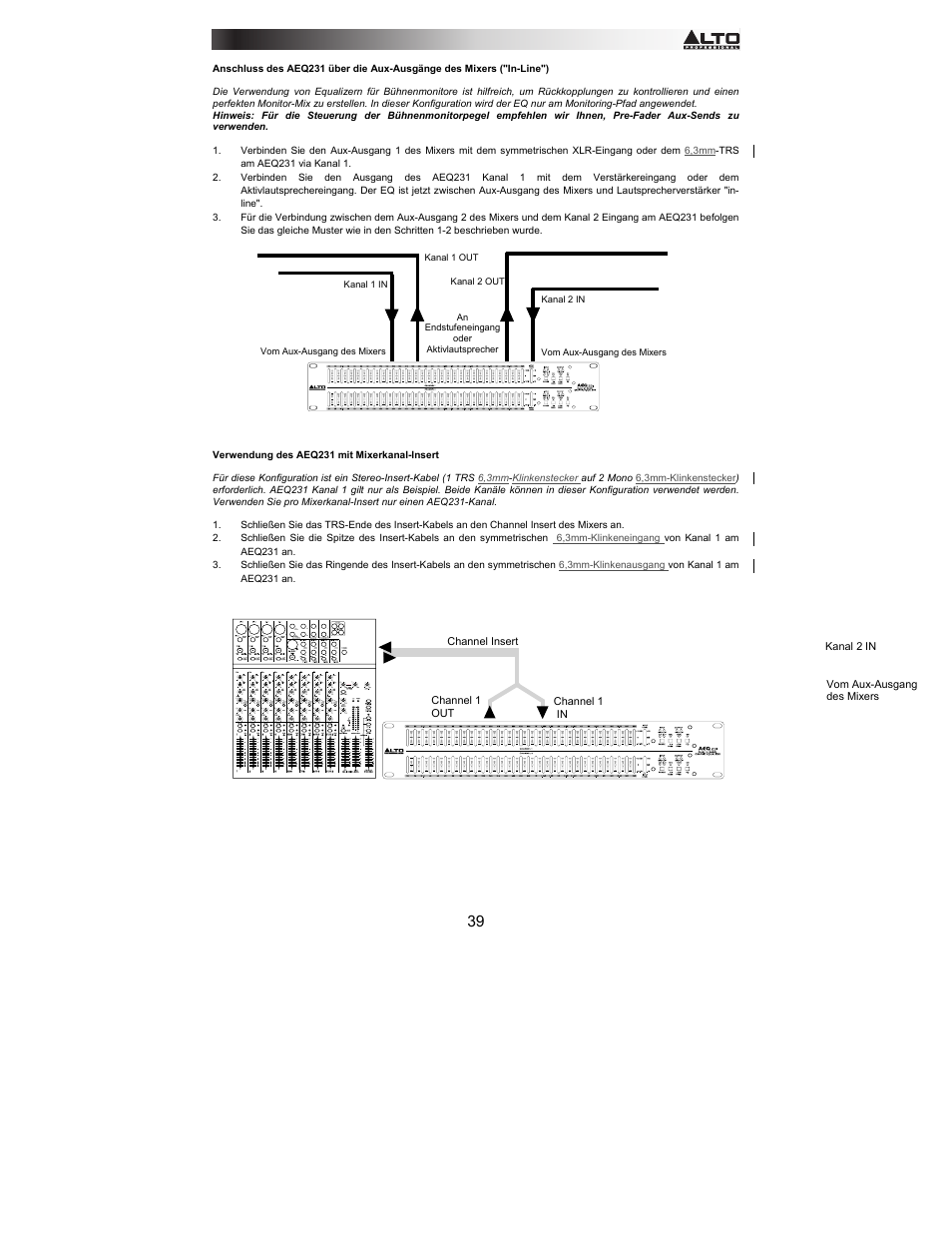 Alto Professional AEQ231 User Manual | Page 39 / 52