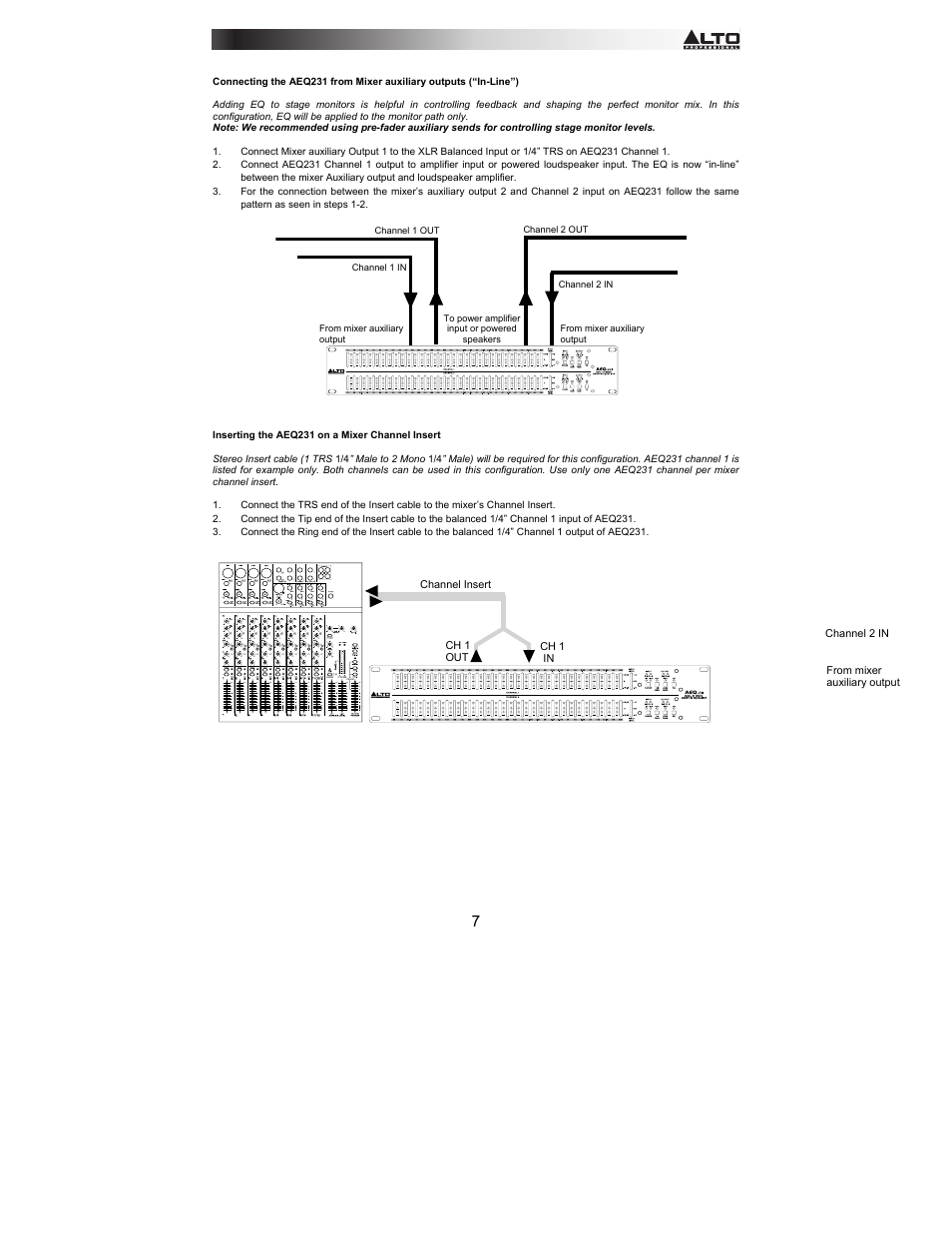 Alto Professional AEQ231 User Manual | Page 7 / 52