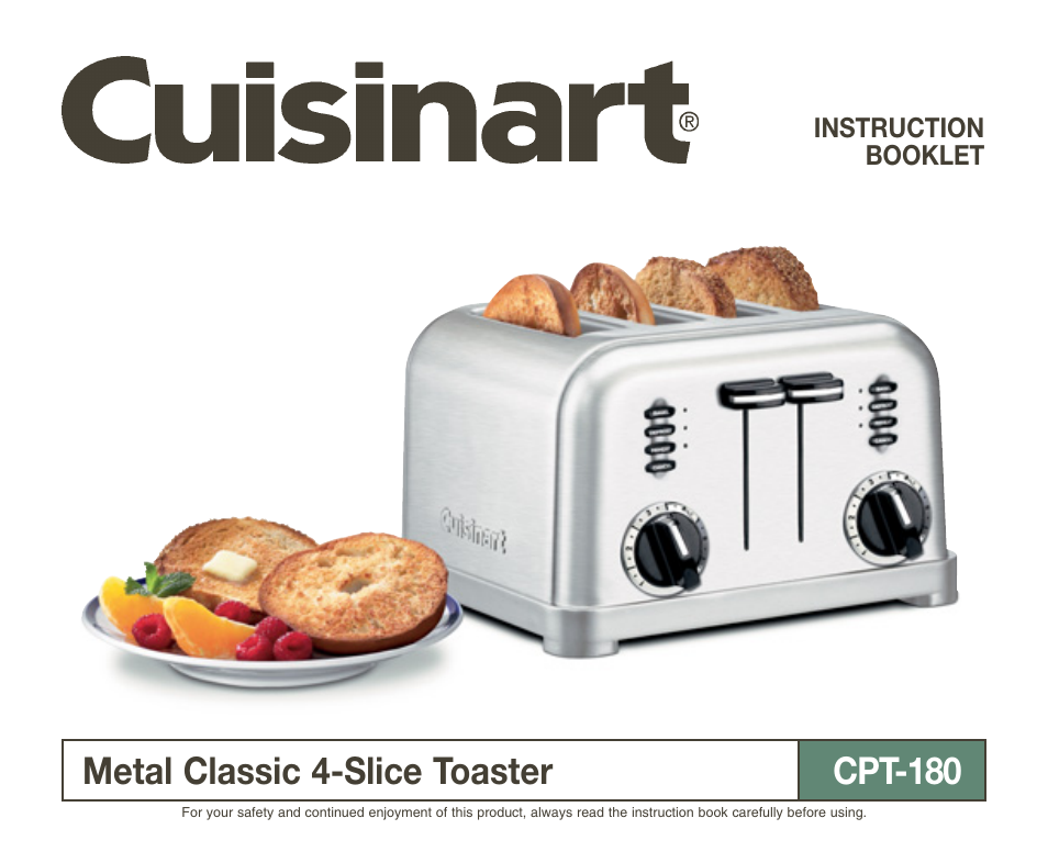 Cpt-180 metal classic 4-slice toaster | Cuisinart A IB-4625B User Manual | Page 2 / 9