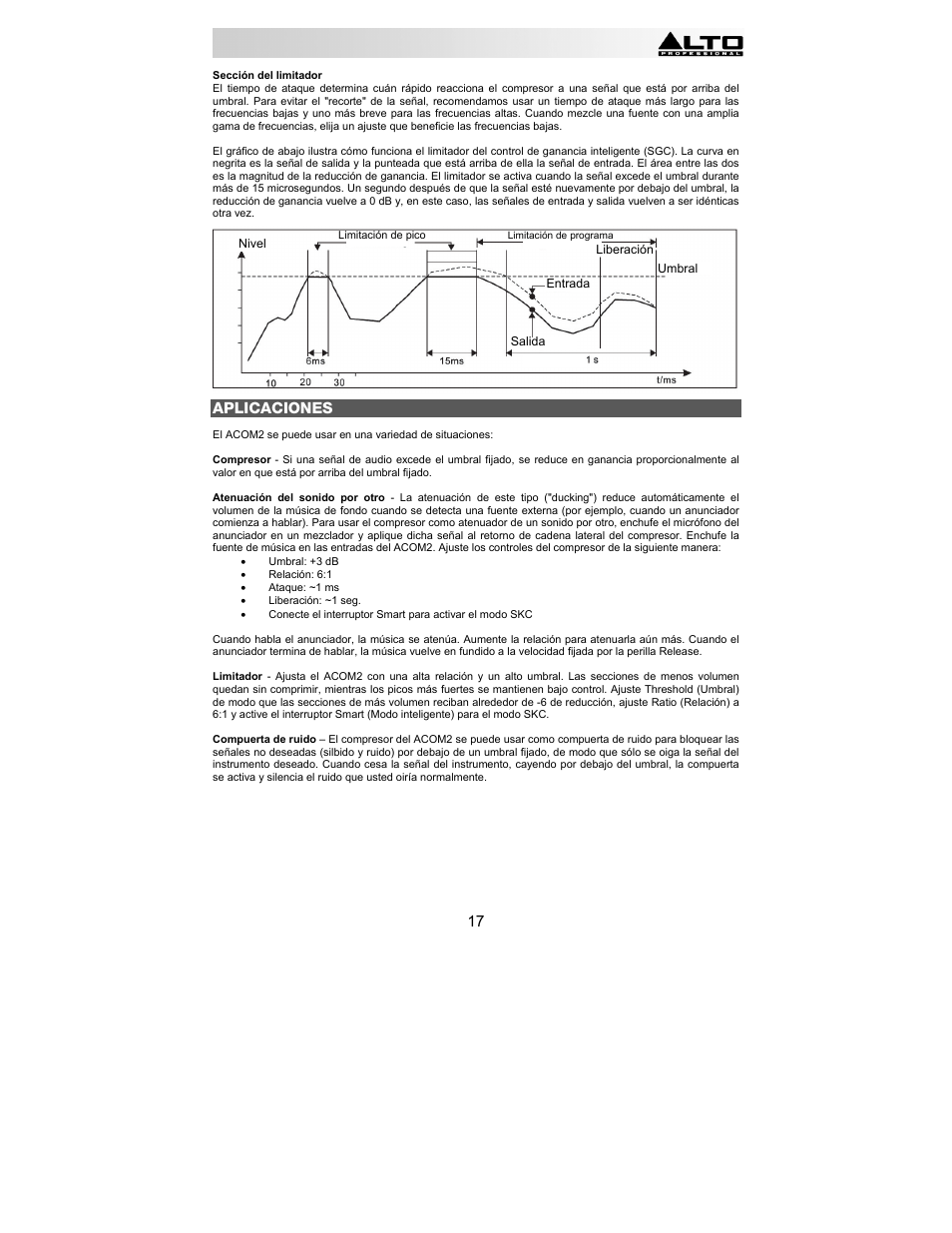 Aplicaciones | Alto Professional ACOM2 User Manual | Page 17 / 60