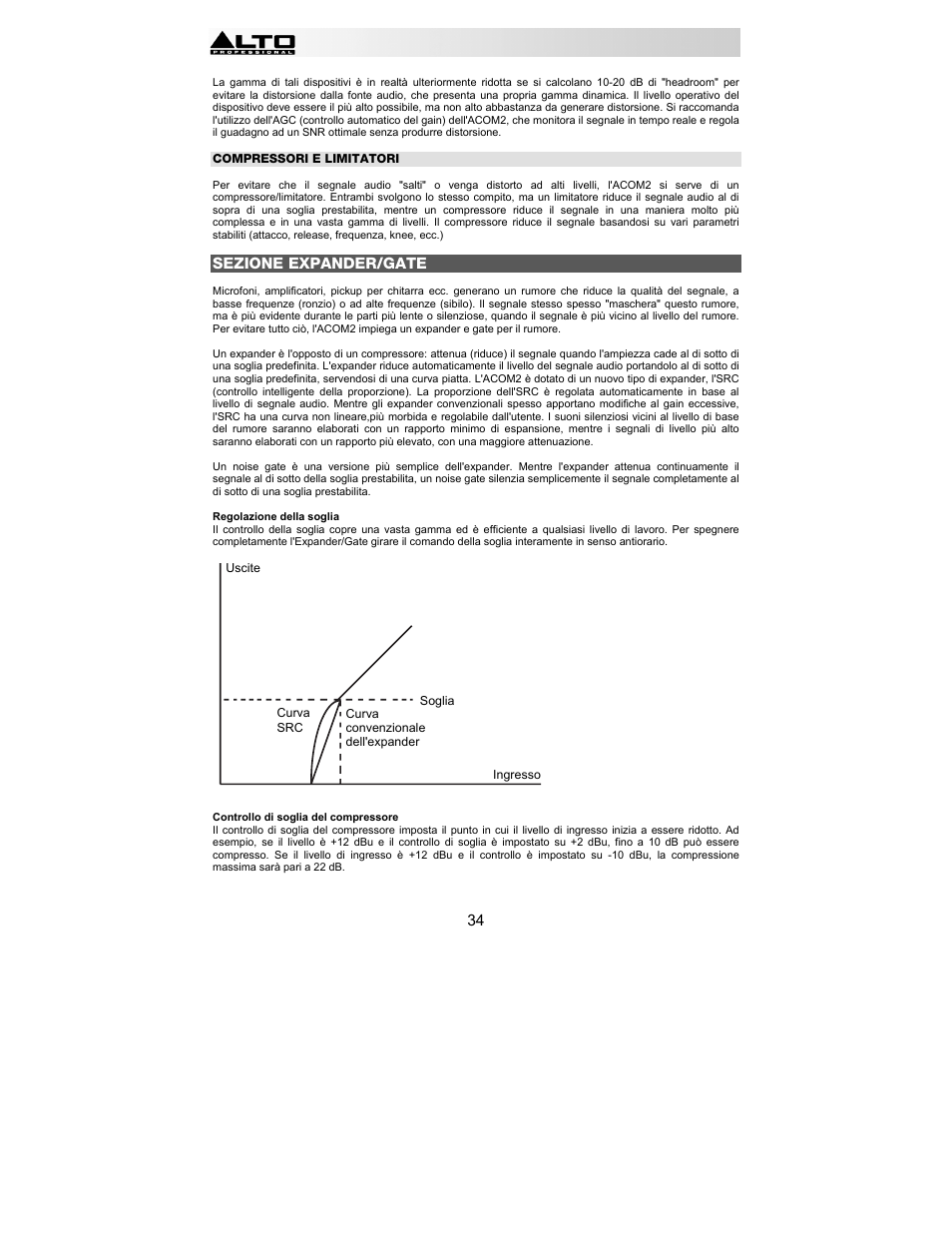 Sezione expander/gate | Alto Professional ACOM2 User Manual | Page 34 / 60