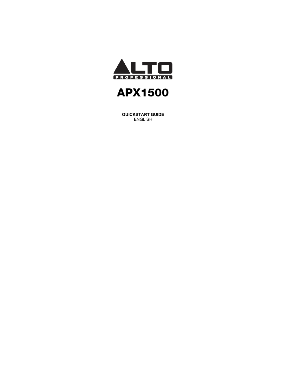 Alto Professional APX1500 User Manual | 8 pages