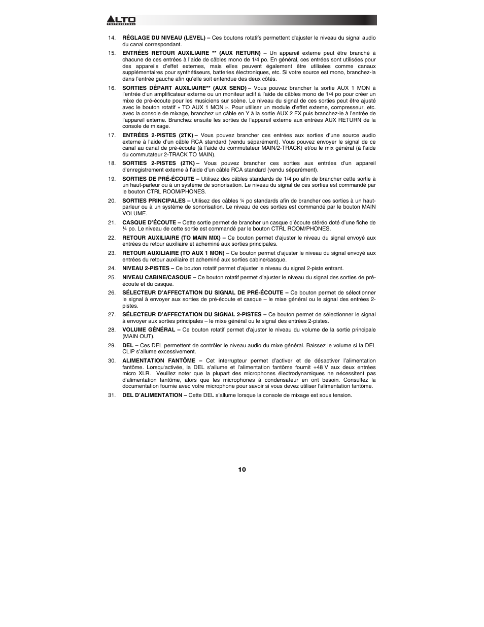 Alto Professional ZMX862 User Manual | Page 10 / 20
