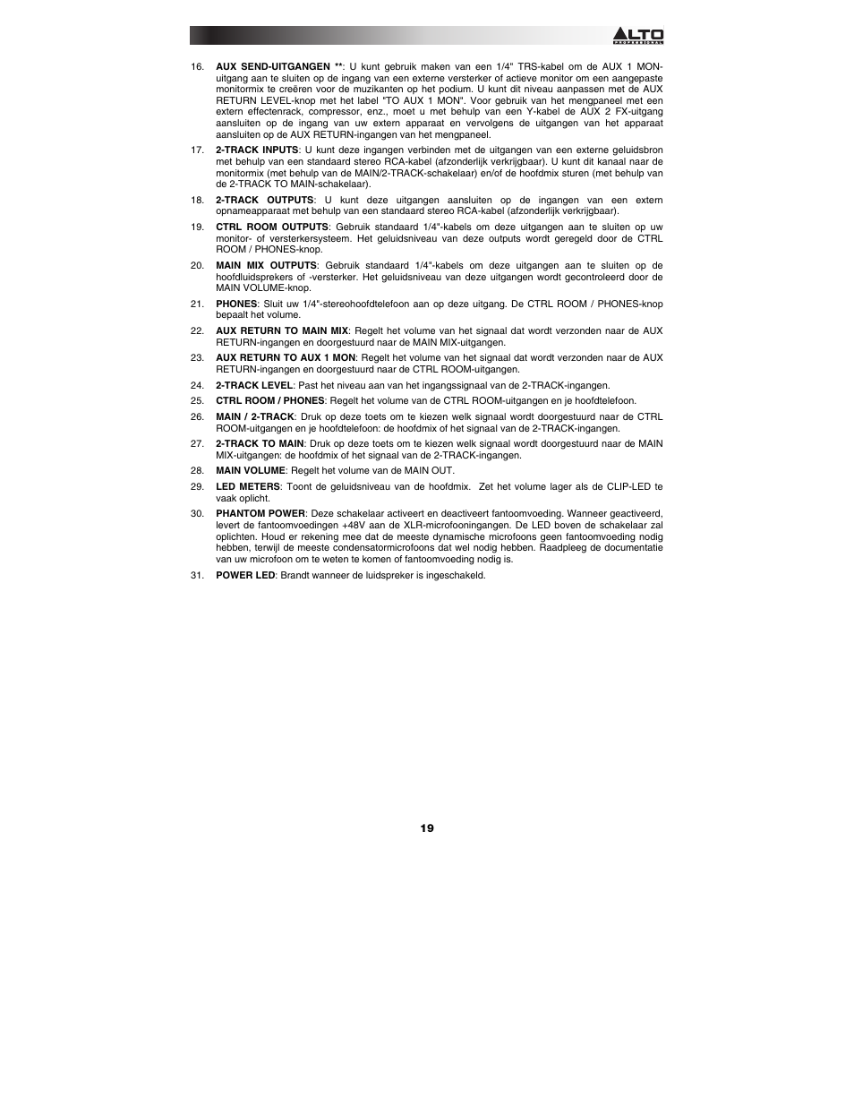 Alto Professional ZMX862 User Manual | Page 19 / 20