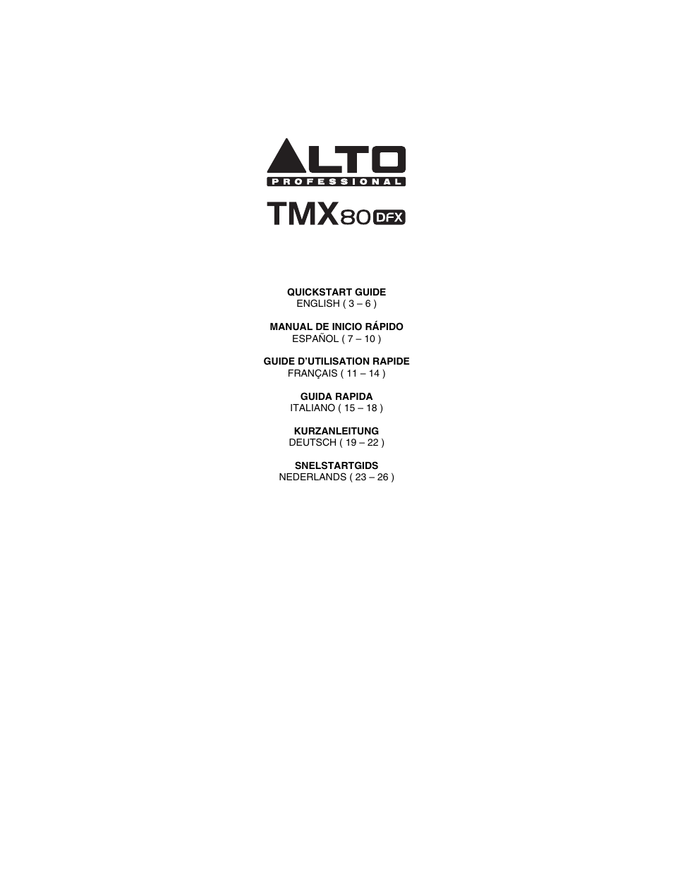 Alto Professional TMX80DFX User Manual | 28 pages